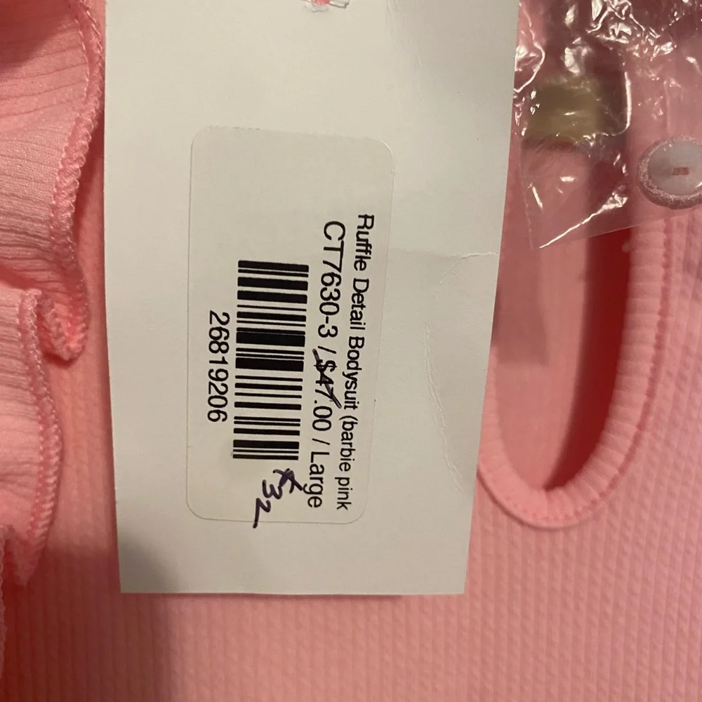 Pink Ruffle Ribbed Bodysuit - Picture 5 of 6